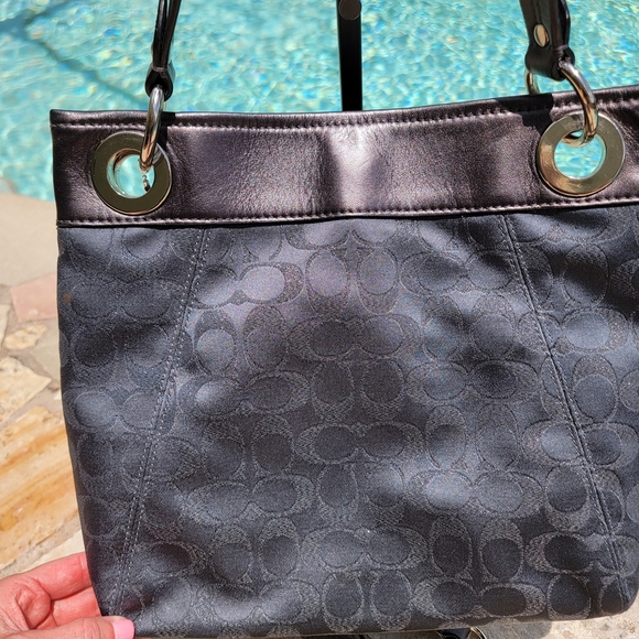 Coach Ashley Medium Jacquard Fabric Signature "C" Charcoal Crossbody Bag - Picture 11 of 16